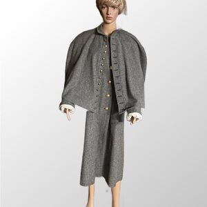 Quartermaster Shop ~ USA ~ Gray Cape Coat W/Gold Buttons Civil War Wool Coat